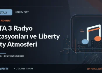 GTA 3 Radyo İstasyonları ve Liberty City Atmosferi — GTAQUESTS özgün illüstrasyon kapağı