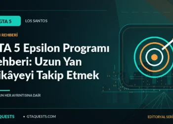 GTA 5 Epsilon Programı Rehberi: Uzun Yan Hikâyeyi Takip Etmek — GTAQUESTS özgün illüstrasyon kapağı