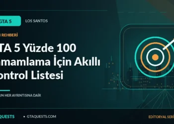 GTA 5 Yüzde 100 Tamamlama İçin Akıllı Kontrol Listesi — GTAQUESTS özgün illüstrasyon kapağı