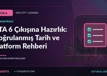 GTA 6 Çıkışına Hazırlık: Doğrulanmış Tarih ve Platform Rehberi — GTAQUESTS özgün illüstrasyon kapağı