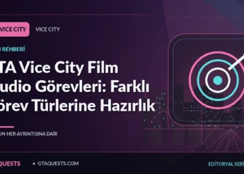 GTA Vice City Film Studio Görevleri: Farklı Görev Türlerine Hazırlık — GTAQUESTS özgün illüstrasyon kapağı