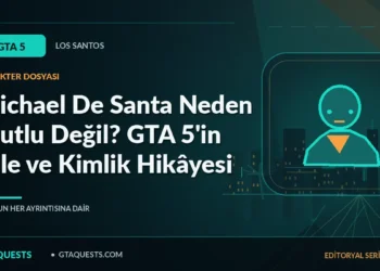 Michael De Santa Neden Mutlu Değil? GTA 5'in Aile ve Kimlik Hikâyesi — GTAQUESTS özgün illüstrasyon kapağı